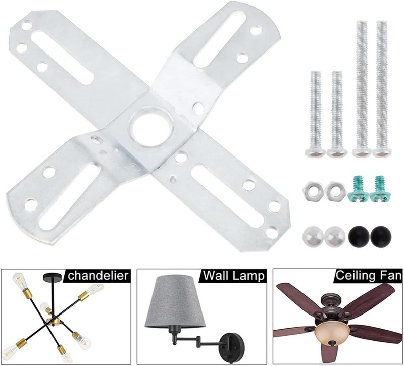RTNLIT 4" Light Fixture Mounting Bracket, Universal Chandelier Crossbar 180 Rotation and Fixed, Cross-Shaped Lighting Parts with Screws and Nuts, 1 Pack - Image 3